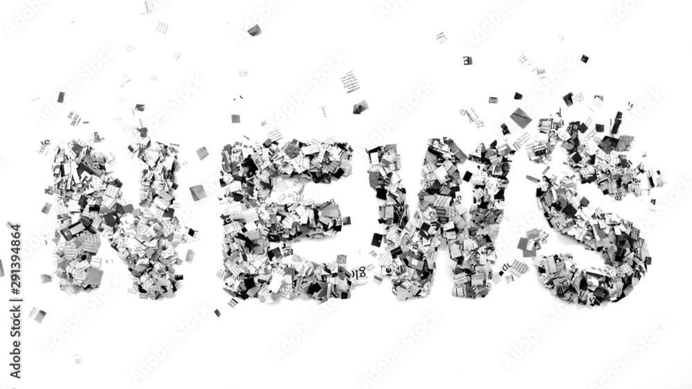newspaper confetti making up the word NEWS in monochrome newspaper confetti making up the word NEWS in monochrome