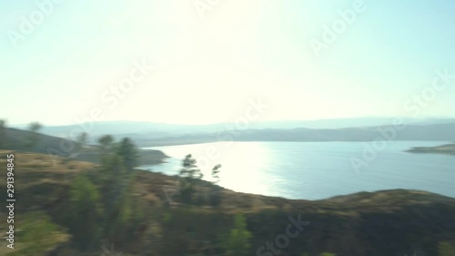 Castaic Lake Park- Man-Made Lake Cliffside Aerial View photo