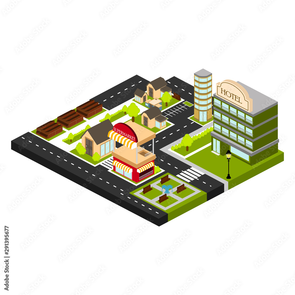 Isolated skyline of a 3d city over a white background - Vector Isolated skyline of a 3d city over a white background - Vector