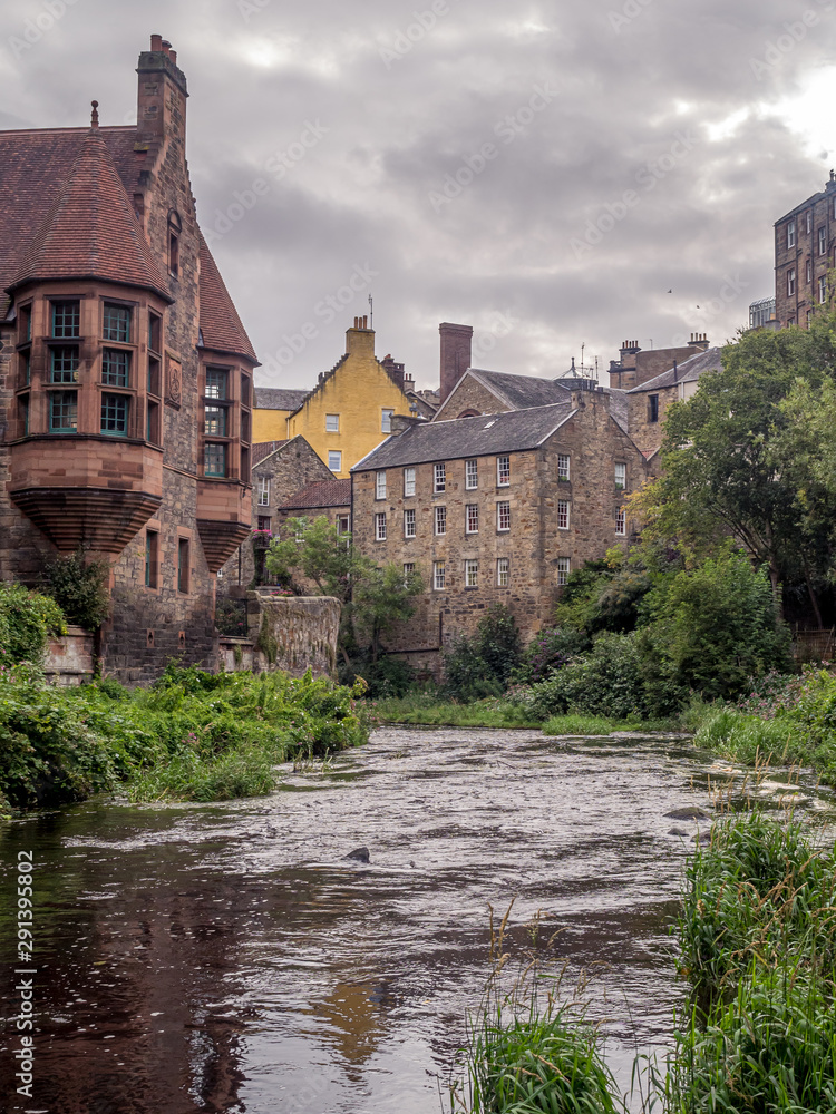Picturesque Dean Village along the river Leith in Edinburgh, Scotland