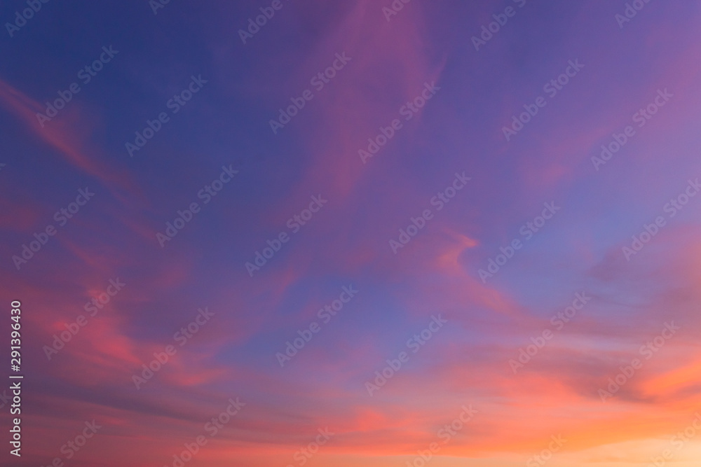 Twilight sky in the evening with colorful sunlight,dusk