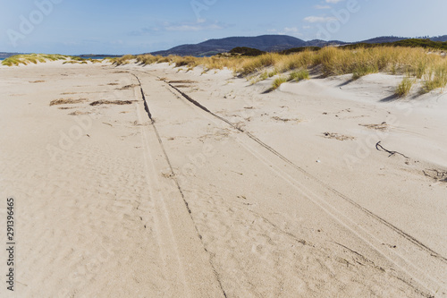 Fototapeta Naklejka Na Ścianę i Meble -  sand dunes along deserted beach in Marion Bay