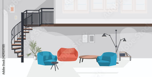 stylish home modern living room interior empty no people house room with furniture flat horizontal