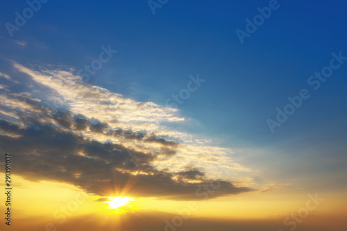 Dramatic sunset and sunrise sky background for image that needs to be change a sky to beautiful, soft focus. © RoBird