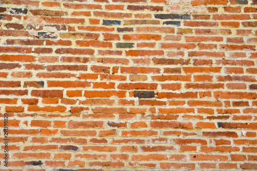 Brick wall of ancient temple at Ayutthaya Thailand