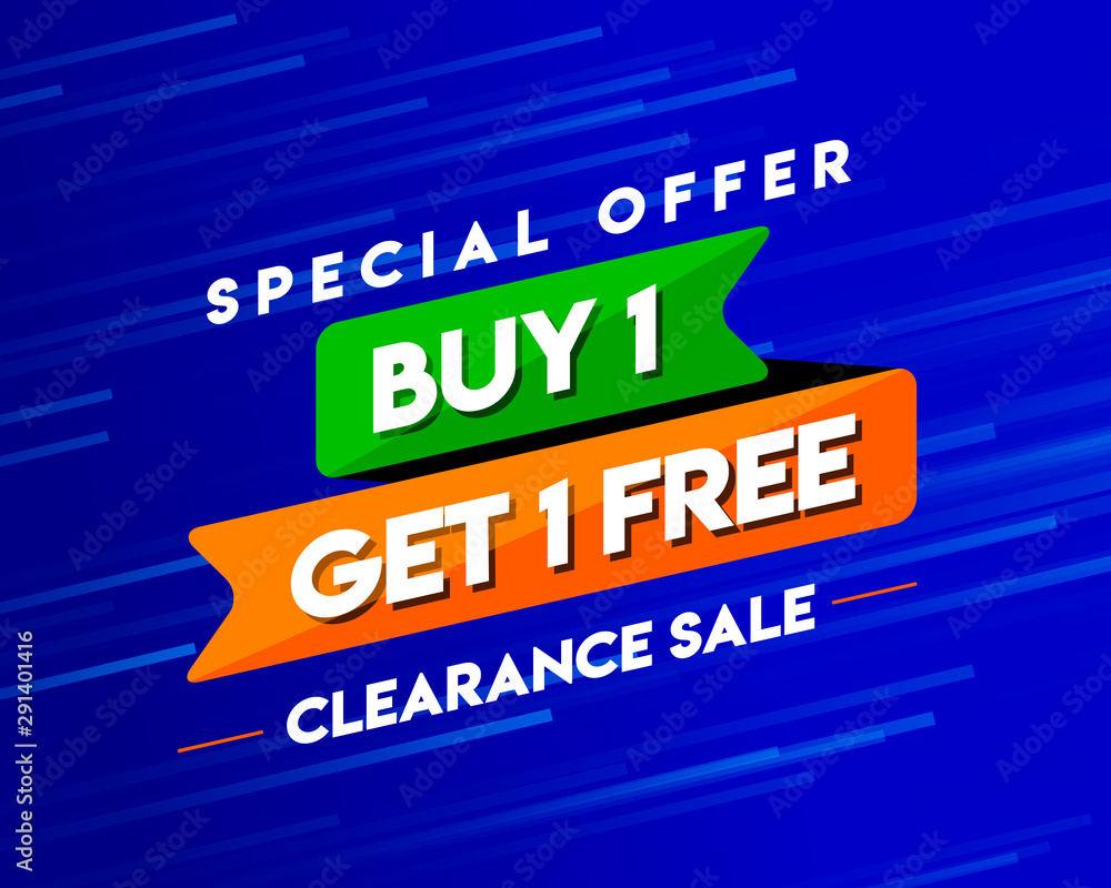 Buy 1 Get 1 Free Clearance Sale Tag, Banner Template, Special Discount App Icon, Logo Design, Sticker, Concept, Greeting Card Template, Poster, Unit, Label, Web, Mnemonic with stars background - Vetor