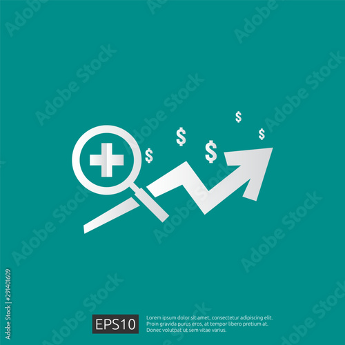 expensive health medicine cost concept. healthcare spending or expenses. Flat design vector illustration.