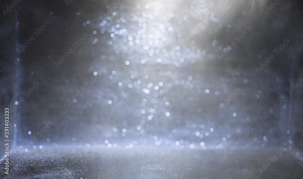 Sparkling silver and smoke surfaces in an empty room Sparkling silver and smoke surfaces in an empty room
