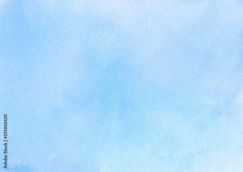 Abstract watercolor blue background. Blue sky. Paper and watercolor texture. Hand-drawn. With copy space for text or image