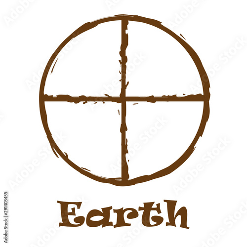 Planet symbol of Earth in astrology in watercolor style