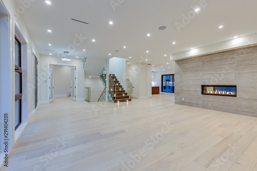 Interior design of a modern living room in the newly built house or apartment, hotel room without furniture
