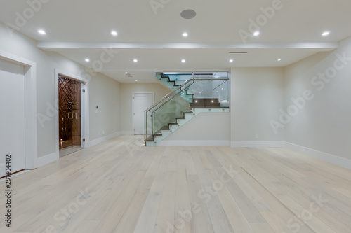 Konstfotografi Interior design of a lower level room in the newly built house  for use as a game room or party room