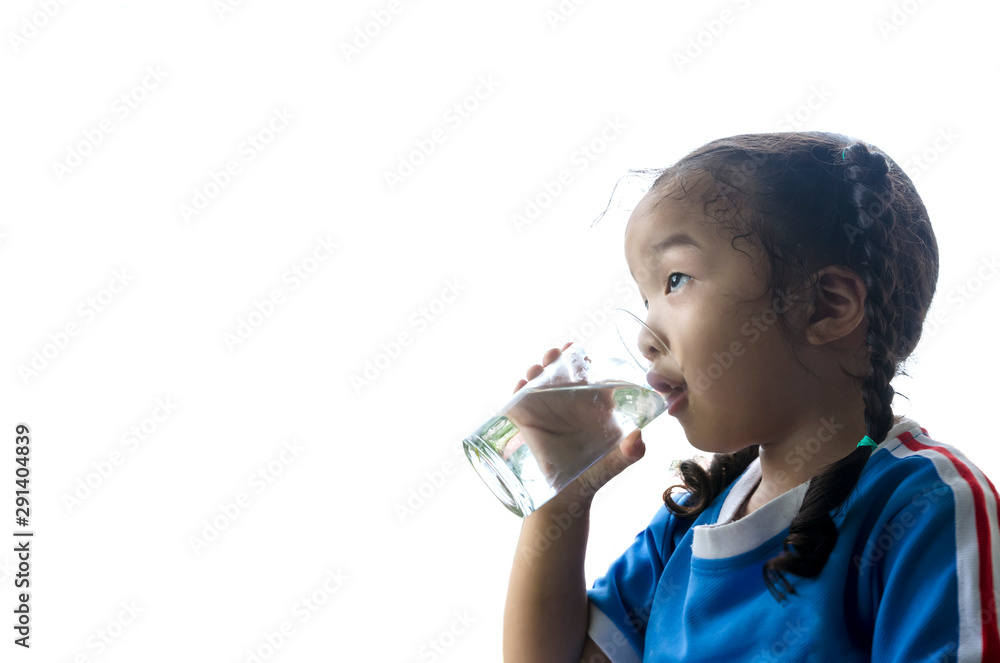 Little girl drinking with lighting at sunset time Little girl drinking with lighting at sunset time
