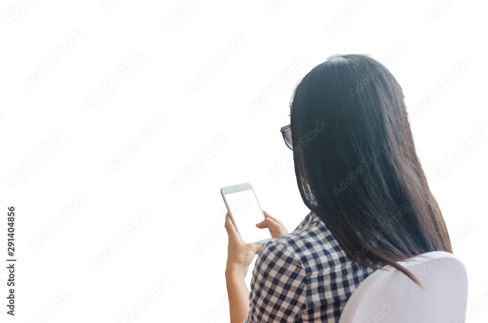 Business woman working on her phone with isolated background Business woman working on her phone with isolated background