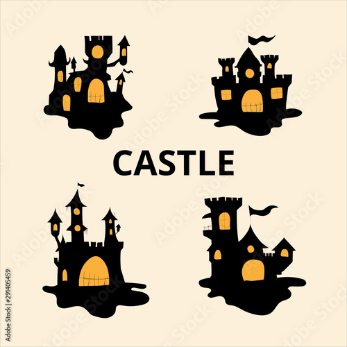 Black Castle Illustration Vector Set
