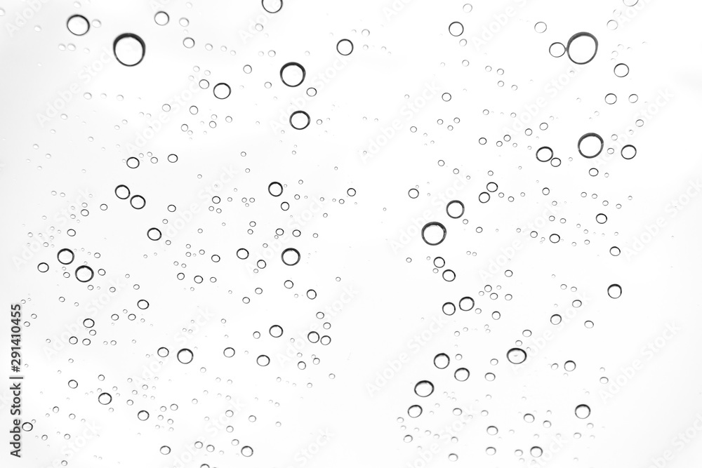 Rain drops on window glasses surface Natural Pattern of raindrops. Natural pattern of raindrops on white background for your design.