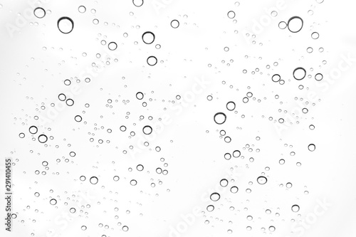 Rain drops on window glasses surface Natural Pattern of raindrops. Natural pattern of raindrops on white background for your design.