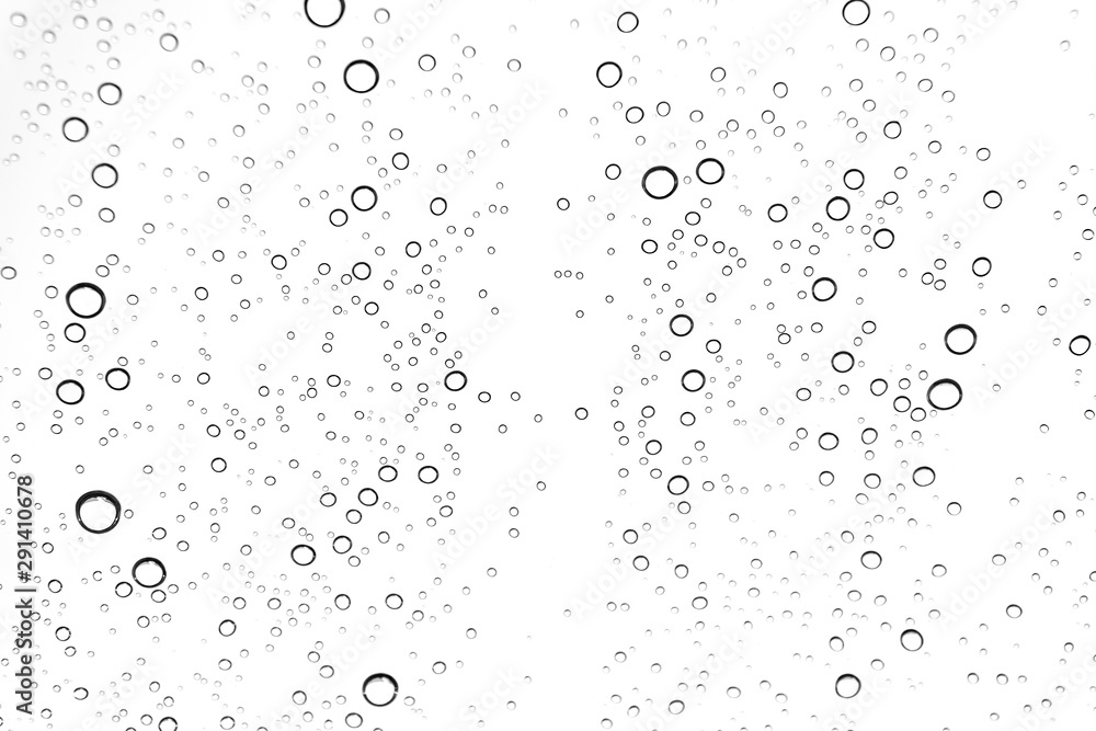 Rain drops on window glasses surface Natural Pattern of raindrops. Natural pattern of raindrops on white background for your design.