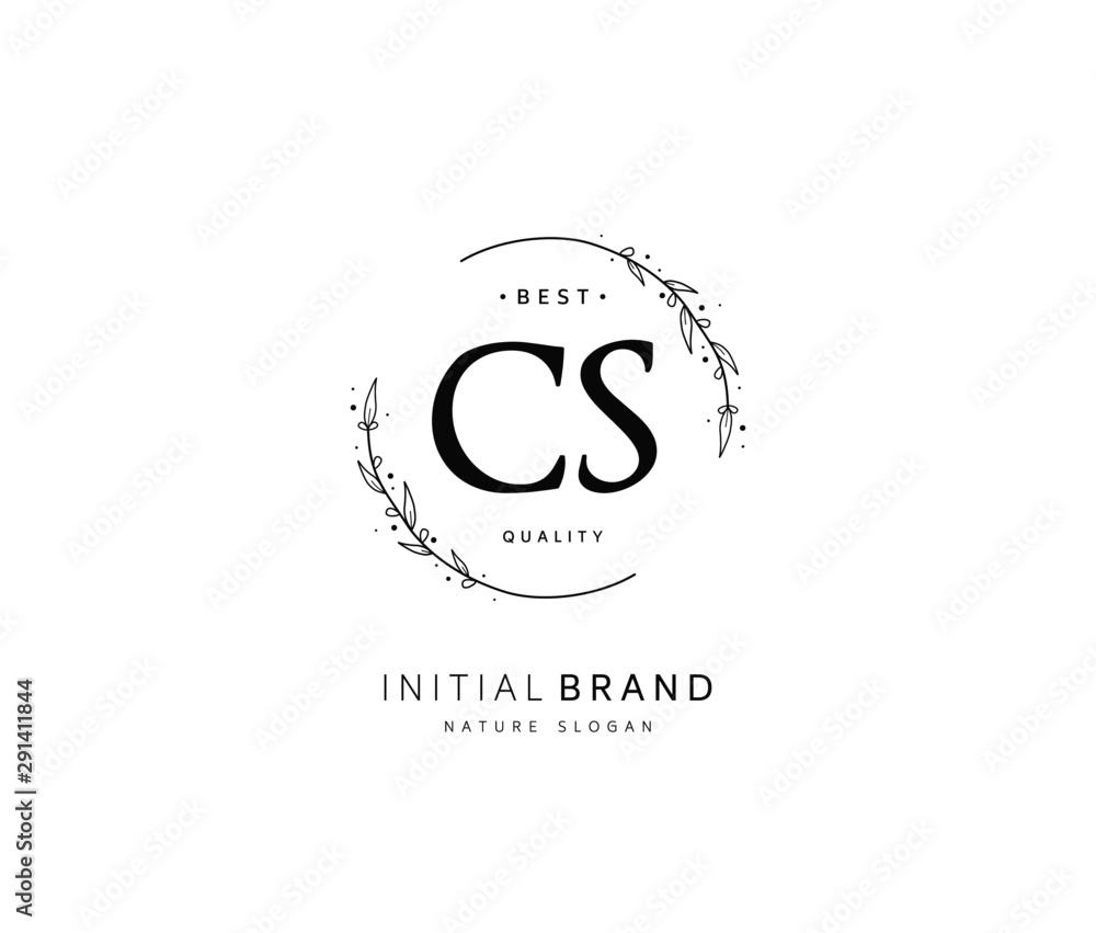 Obraz premium C S CS Beauty vector initial logo, handwriting logo of initial signature, wedding, fashion, jewerly, boutique, floral and botanical with creative template for any company or business.