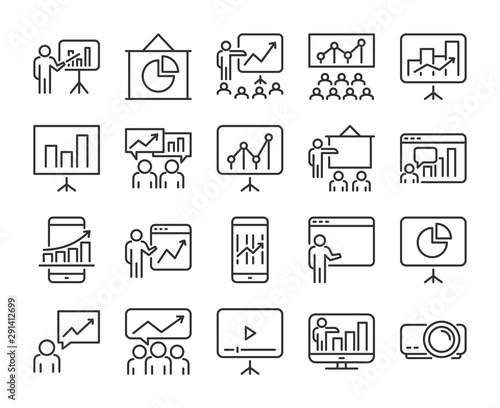 20 Business icons. Business Presentation line icon set. Vector illustration.