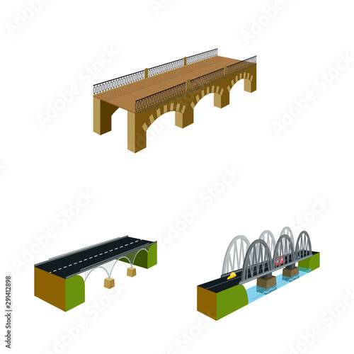 Isolated object of bridgework and architecture icon. Set of bridgework and structure vector icon for stock.