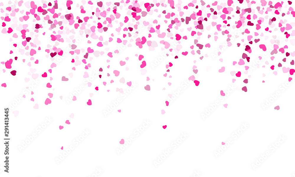 Hearts confetti flying vector background graphic design.