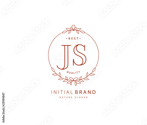 J S JS Beauty vector initial logo, handwriting logo of initial signature, wedding, fashion, jewerly, boutique, floral and botanical with creative template for any company or business.