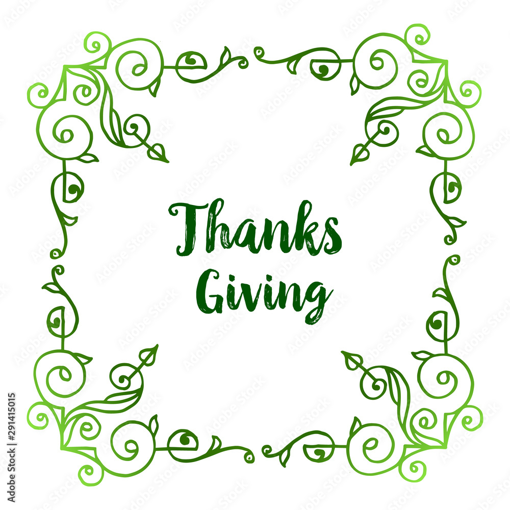 Decoration of card thanksgiving, with pattern of seamless green leaves frame. Vector Decoration of card thanksgiving, with pattern of seamless green leaves frame. Vector