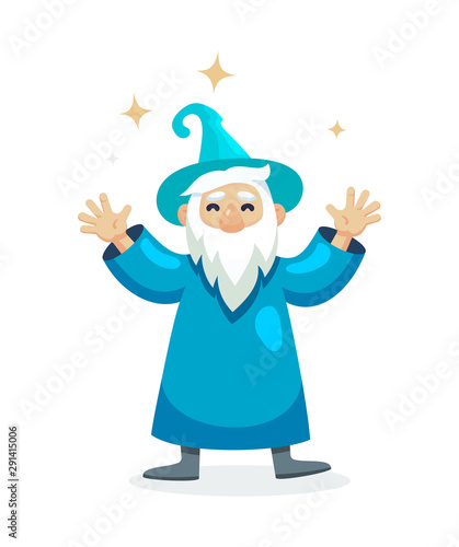 Wizard male character, mage, sorcerer in a mantle and hat