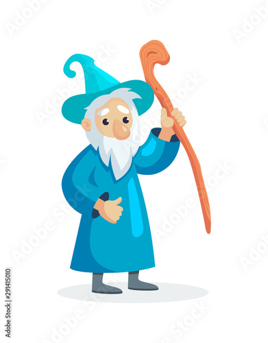 Wizard male character, mage, sorcerer in a mantle and hat