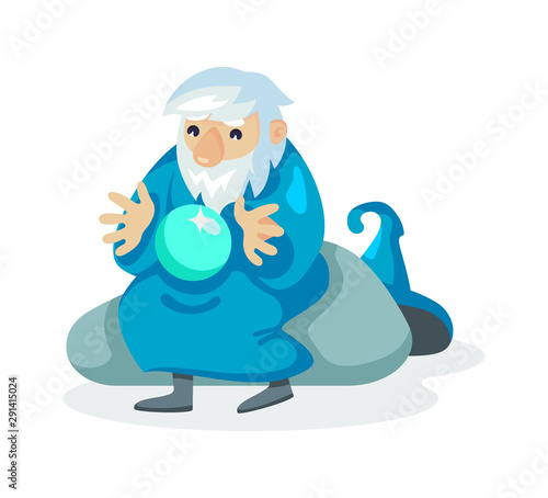 Wizard male character, mage, sorcerer in a mantle and hat