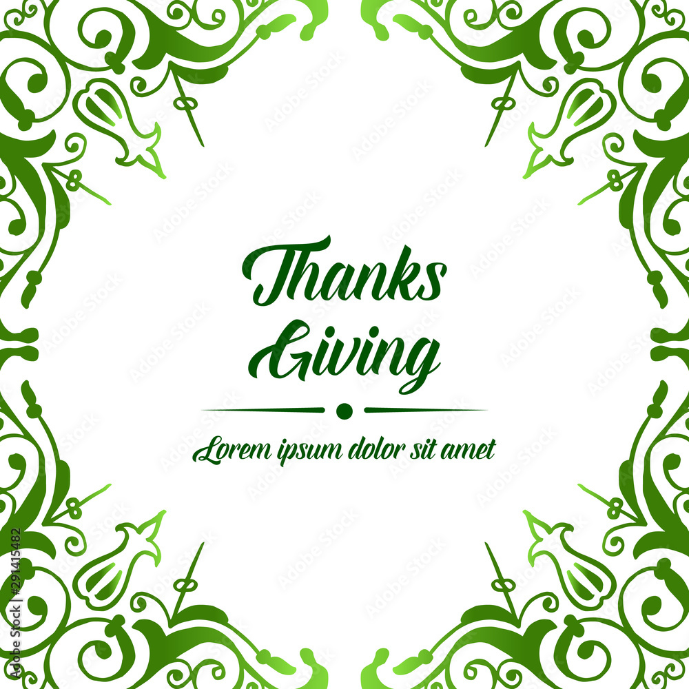 Design beautiful green foliage frame, for thanksgiving isolated on white background. Vector
