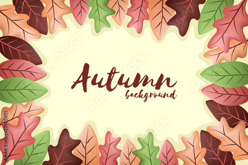 Autumn background with fall leaf decoration
