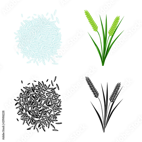 Vector design of crop and ecological sign. Collection of crop and cooking stock vector illustration.
