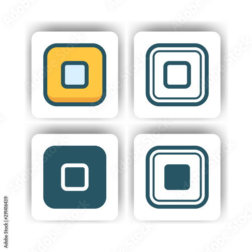 stop multimedia icon for mobile, web, and presentation with flat color vector illustrator