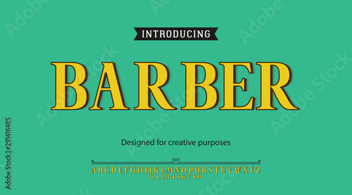 Barber typeface.For different type designs
