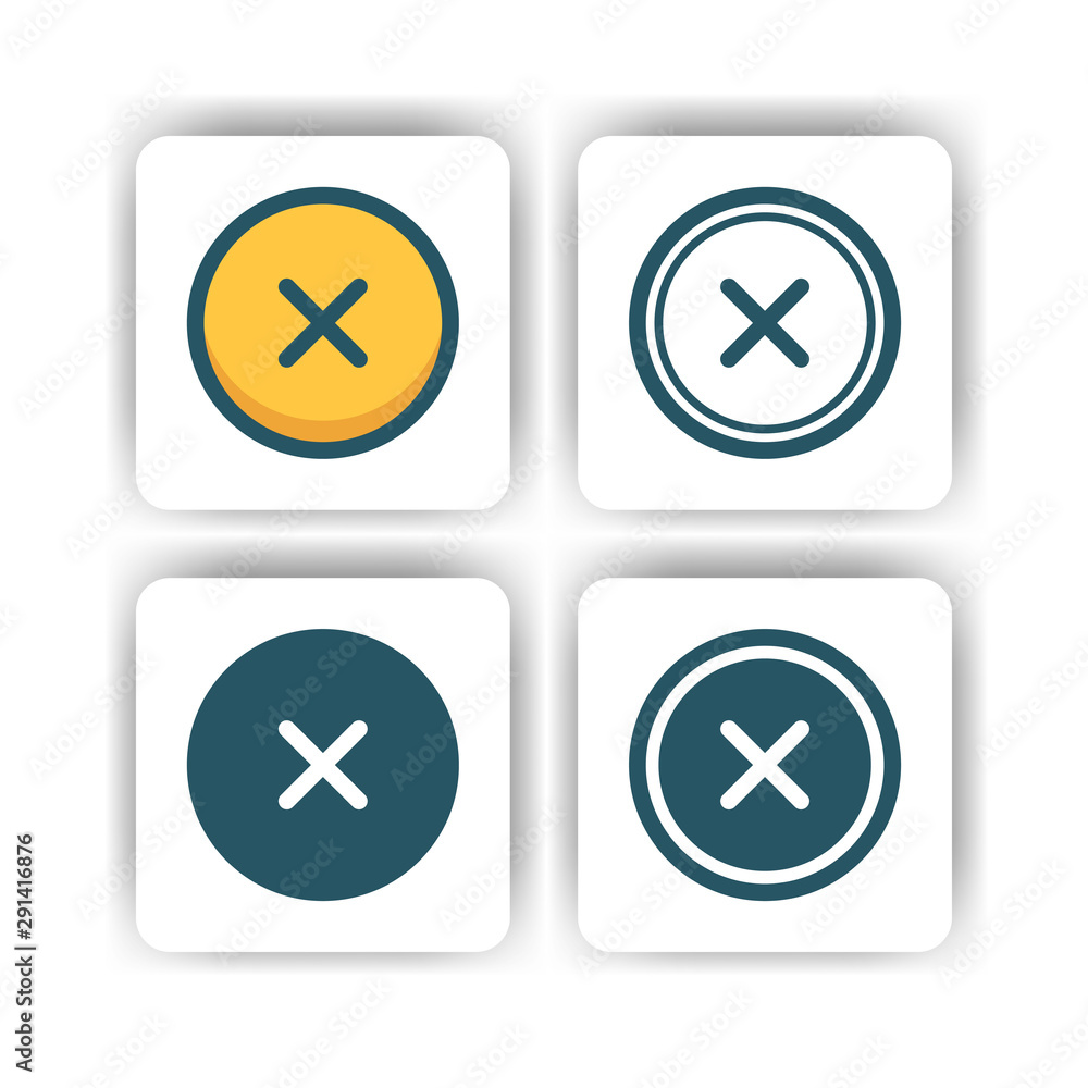 cross button icon for mobile, web, and presentation with flat color vector illustrator cross button icon for mobile, web, and presentation with flat color vector illustrator