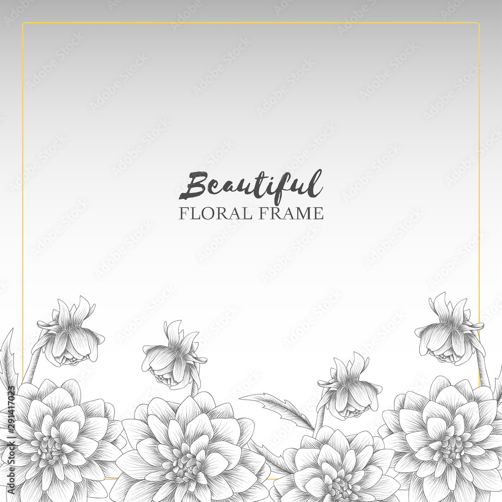 Floral background with dahlia flower sketch Floral background with dahlia flower sketch