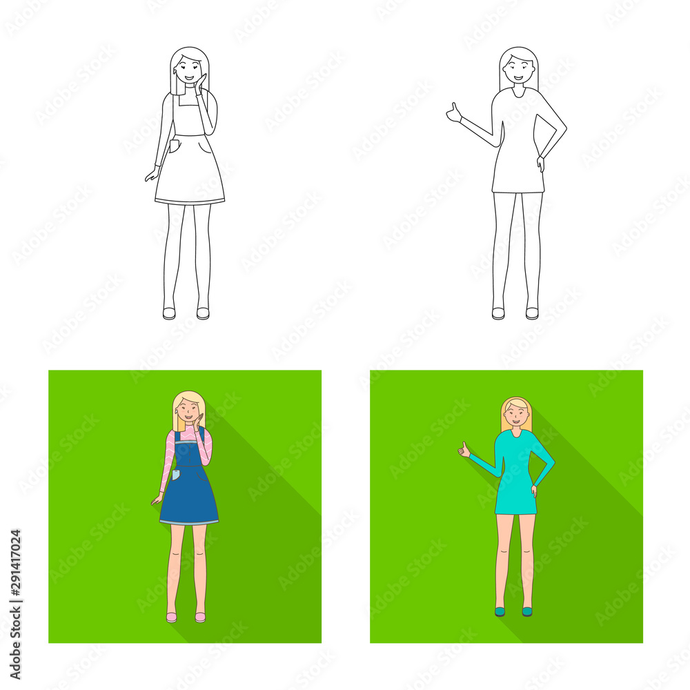 Vector design of posture and mood sign. Set of posture and female stock symbol for web. Vector design of posture and mood sign. Set of posture and female stock symbol for web.