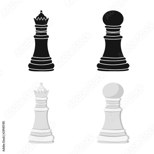 Isolated object of checkmate and thin sign. Collection of checkmate and target stock vector illustration.