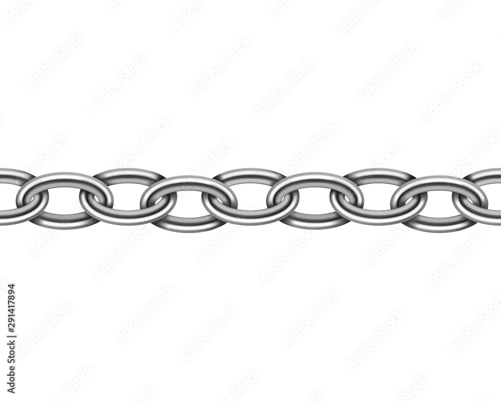 Vecteur Stock Realistic metal chain seamless texture. Silver color chains  link isolated on white background. Strong iron chainlet solid three  dimensional design element. | Adobe Stock