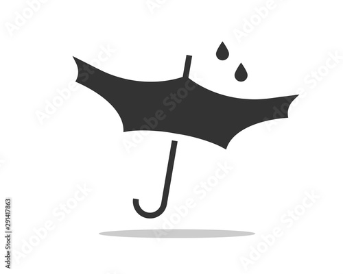 Umbrella icon vector. Rain protection. Concept for insurance company. Black and white silhouette flat design