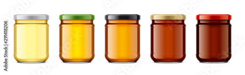 Fotografie Set of Glass Jar with Honey.