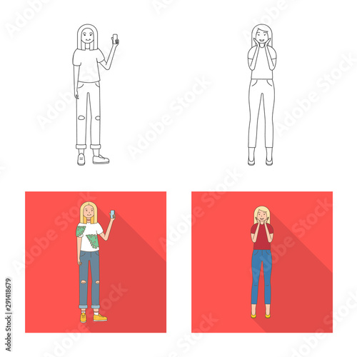 Vector design of posture and mood logo. Collection of posture and female vector icon for stock.