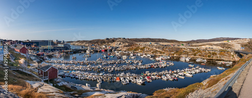 Panoramic view of the port and harbour of Ilulissat  west Greenland.