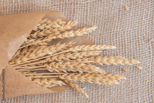 wheat burlap bread on the table