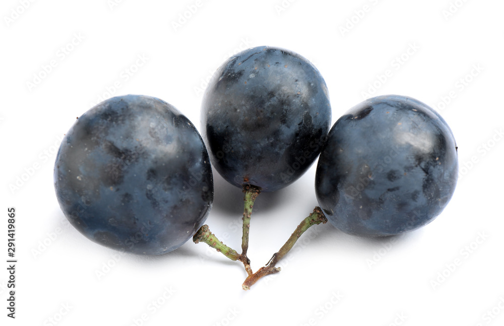 Fresh ripe juicy black grapes isolated on white Fresh ripe juicy black grapes isolated on white