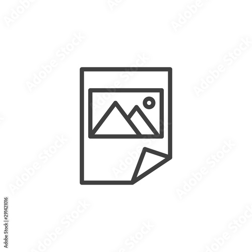 Photo gallery document line icon. linear style sign for mobile concept and web design. Image file format outline vector icon. Symbol, logo illustration. Vector graphics