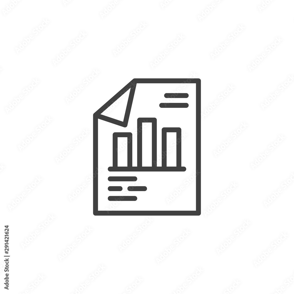 Business report line icon. linear style sign for mobile concept and web design. Financial Graph document file outline vector icon. Symbol, logo illustration. Vector graphics Business report line icon. linear style sign for mobile concept and web design. Financial Graph document file outline vector icon. Symbol, logo illustration. Vector graphics