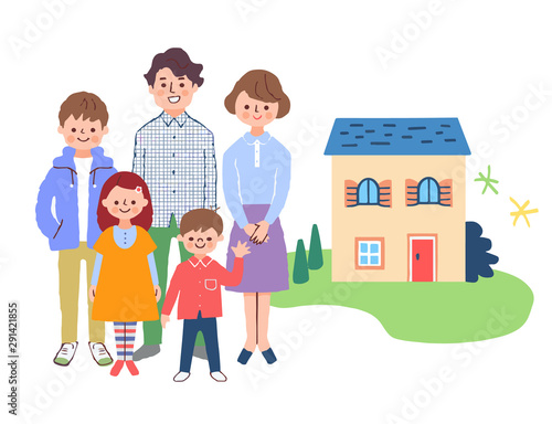 5人家族と家 Stock イラスト Adobe Stock